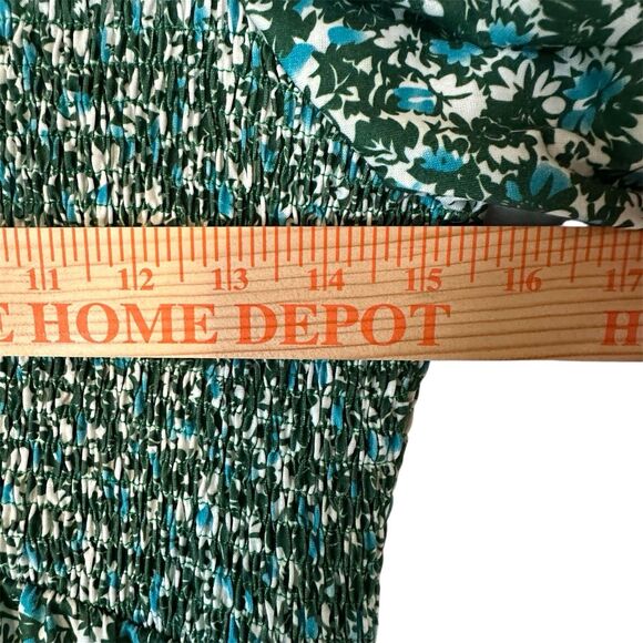 Ueal Women floral Smocked Midi Dress L Boho Paesant Fairy Festival Cottagecore - Picture 11 of 12